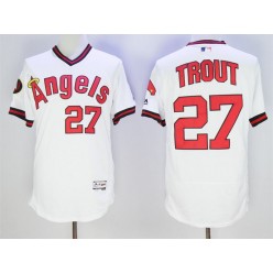 MLB LA Angels Of Anaheim 27 Mike Trout White Pullover 2016 Flexbase Majestic Baseball Men Jersey