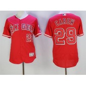 MLB LA Angels Of Anaheim 29 Rod Carew Retired Red Stitched Majestic Flex Base Men Jersey