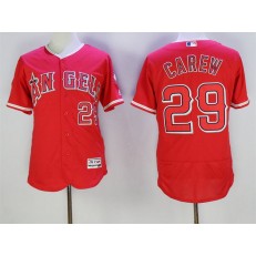 MLB LA Angels Of Anaheim 29 Rod Carew Retired Red Stitched Majestic Flex Base Men Jersey