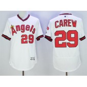 MLB LA Angels Of Anaheim 29 Rod Carew Retired White Pullover 2016 Flexbase Majestic Baseball Men Jersey
