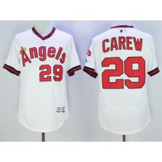 MLB LA Angels Of Anaheim 29 Rod Carew Retired White Pullover 2016 Flexbase Majestic Baseball Men Jersey