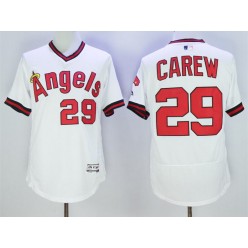 MLB LA Angels Of Anaheim 29 Rod Carew Retired White Pullover 2016 Flexbase Majestic Baseball Men Jersey