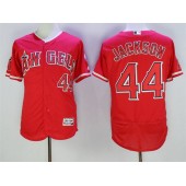 MLB LA Angels Of Anaheim 44 Reggie Jackson Retired Red Stitched Majestic Flex Base Men Jersey