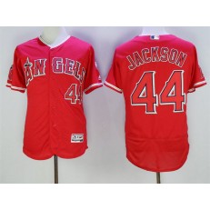 MLB LA Angels Of Anaheim 44 Reggie Jackson Retired Red Stitched Majestic Flex Base Men Jersey