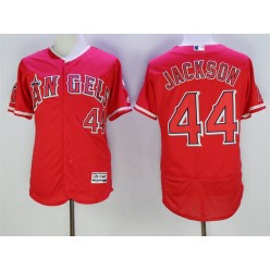 MLB LA Angels Of Anaheim 44 Reggie Jackson Retired Red Stitched Majestic Flex Base Men Jersey