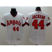 MLB LA Angels Of Anaheim 44 Reggie Jackson Retired White Pullover 2016 Flexbase Majestic Baseball Men Jersey