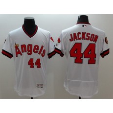 MLB LA Angels Of Anaheim 44 Reggie Jackson Retired White Pullover 2016 Flexbase Majestic Baseball Men Jersey
