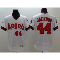 MLB LA Angels Of Anaheim 44 Reggie Jackson Retired White Pullover 2016 Flexbase Majestic Baseball Men Jersey