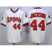 MLB LA Angels Of Anaheim 44 Reggie Jackson White 1982 Throwback Men Jersey