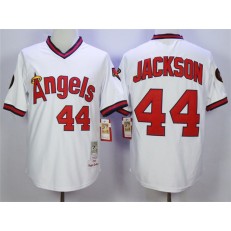 MLB LA Angels Of Anaheim 44 Reggie Jackson White 1982 Throwback Men Jersey