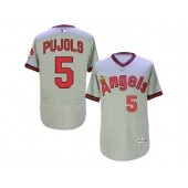 MLB LA Angels Of Anaheim 5 Albert Pujols Gray Pullover 2016 Flexbase Majestic Baseball Men Jersey