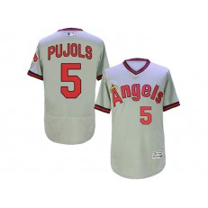 MLB LA Angels Of Anaheim 5 Albert Pujols Gray Pullover 2016 Flexbase Majestic Baseball Men Jersey