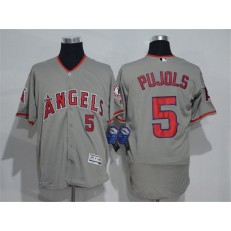 MLB LA Angels Of Anaheim 5 Albert Pujols Gray Road Stitched Majestic Flex Base Men Jersey