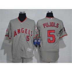 MLB LA Angels Of Anaheim 5 Albert Pujols Gray Road Stitched Majestic Flex Base Men Jersey