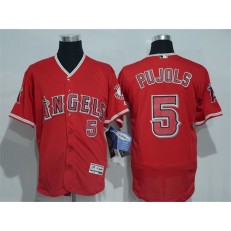 MLB LA Angels Of Anaheim 5 Albert Pujols Retired Red Stitched Majestic Flex Base Men Jersey