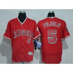 MLB LA Angels Of Anaheim 5 Albert Pujols Retired Red Stitched Majestic Flex Base Men Jersey