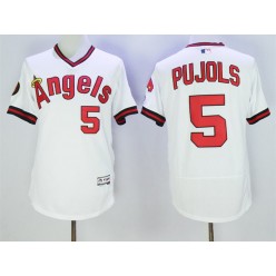 MLB LA Angels Of Anaheim 5 Albert Pujols White Pullover 2016 Flexbase Majestic Baseball Men Jersey