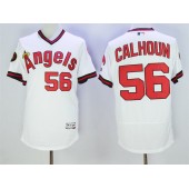 MLB LA Angels Of Anaheim 56 Kole Calhoun White Pullover 2016 Flexbase Majestic Baseball Men Jersey