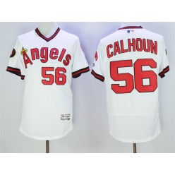 MLB LA Angels Of Anaheim 56 Kole Calhoun White Pullover 2016 Flexbase Majestic Baseball Men Jersey