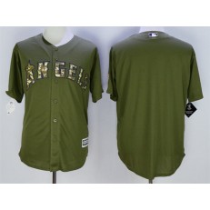 MLB LA Angels Of Anaheim Blank Green Salute To Service Majestic Baseball Men Jersey