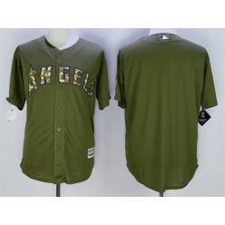 MLB LA Angels Of Anaheim Blank Green Salute To Service Majestic Baseball Men Jersey