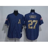 MLB LA Angels of Anaheim 27 Mike Trout Navy Blue Salute To Service Majestic Baseball Men Jersey