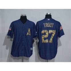MLB LA Angels of Anaheim 27 Mike Trout Navy Blue Salute To Service Majestic Baseball Men Jersey