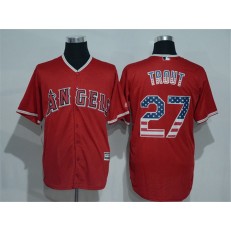 MLB LA Angels of Anaheim 27 Mike Trout Red USA Flag Fasion Cool Base Men Jersey