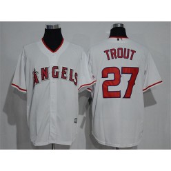 MLB LA Angels of Anaheim 27 Mike Trout White Home Stitched Majestic Cool Base Men Jersey