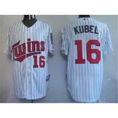 MLB Minnesota Twins 16 Jason Kubel White Blue Strip Cool Base Men Jersey