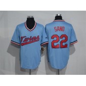 MLB Minnesota Twins 22 Miguel Sano Light Blue Pullover Throwback Majestic Cooperstown Collection Men Jersey