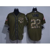 MLB Minnesota Twins 22 Miguel Sano Retired Green Salute to Service Cool Base Stitched Men Jersey