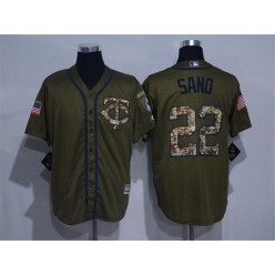 MLB Minnesota Twins 22 Miguel Sano Retired Green Salute to Service Cool Base Stitched Men Jersey
