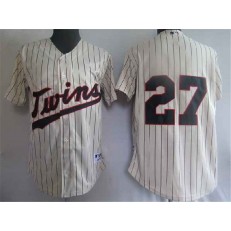 MLB Minnesota Twins 27 J. J. Hardy Cream Men Jersey