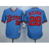 MLB Minnesota Twins 28 Bert Blyleven Blue Cooperstown Men Jersey