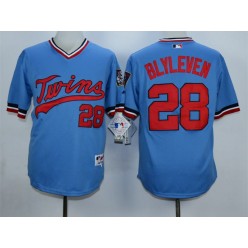 MLB Minnesota Twins 28 Bert Blyleven Blue Cooperstown Men Jersey