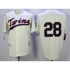 MLB Minnesota Twins 28 Bert Blyleven Retired 1969 Cream Pinstirpe Mitchell & Ness Throwback Men Jersey