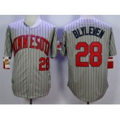MLB Minnesota Twins 28 Bert Blyleven Retired 1987 Gray Pinstirpe Mitchell & Ness Throwback Men Jersey