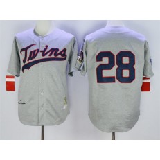 MLB Minnesota Twins 28 Bert Blyleven Retired Road 1969 Gray Wool Mitchell & Ness Throwback Men Jersey