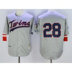 MLB Minnesota Twins 28 Bert Blyleven Retired Road 1969 Gray Wool Mitchell & Ness Throwback Men Jersey
