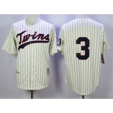 MLB Minnesota Twins 3 Harmon Killebrew Retired 1969 Cream Pinstirpe Mitchell & Ness Throwback Men Jersey
