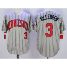 MLB Minnesota Twins 3 Harmon Killebrew Retired 1987 Gray Pinstirpe Mitchell & Ness Throwback Men Jersey