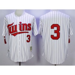 MLB Minnesota Twins 3 Harmon Killebrew Retired 1991 White Pinstirpe Mitchell & Ness Throwback Men Jersey