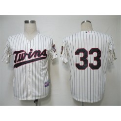 MLB Minnesota Twins 33 Justin Morneau Cream Blue Strip Cool Base Men Jersey