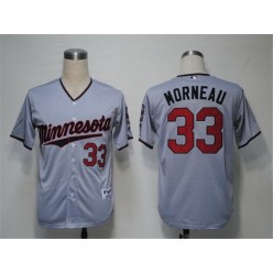 MLB Minnesota Twins 33 Justin Morneau Grey Men Jersey