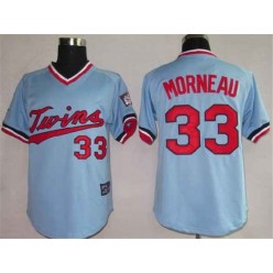 MLB Minnesota Twins 33 Justin Morneau Light Blue Throwback Men Jersey