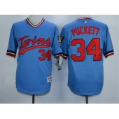 MLB Minnesota Twins 34 Kirby Puckett Blue Cooperstown Men Jersey