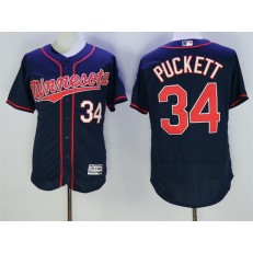 MLB Minnesota Twins 34 Kirby Puckett Navy Blue 2016 Flexbase Majestic Baseball Men Jersey