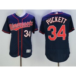 MLB Minnesota Twins 34 Kirby Puckett Navy Blue 2016 Flexbase Majestic Baseball Men Jersey