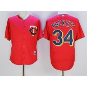 MLB Minnesota Twins 34 Kirby Puckett Red Alternate Stitched Majestic 2016 Cool Base Men Jersey